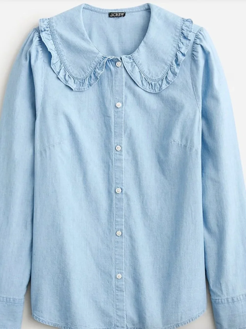 J. Crew Ruffle-collar chambray shirt